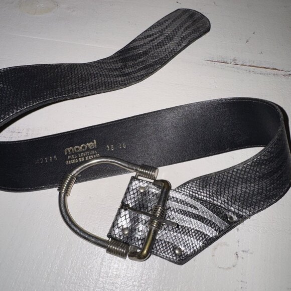Maprel Women's Piel Leather Silver snakeskin Waist Belt Mexico M2285 Size28/30 - Picture 12 of 12